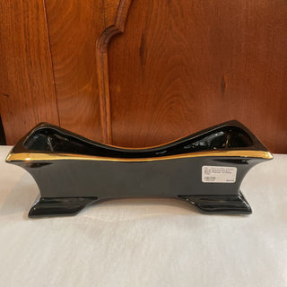 MCM Stanfordware Black Planter w/Gold Trim - 11"W x 4"D x 3.5"T