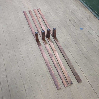 Solid Wood Sleigh Headboard: 58"h x 65"w x 5"d, Footboard: 17.5"h x 65"w x 3"d, Side Rails: 9.5"h x 82"w x2.25"d