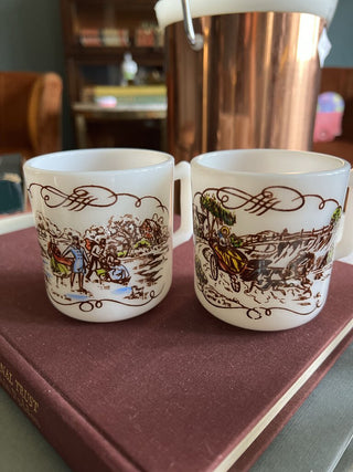 Currier & Ives Cups w/Handle (set of 2) 3" x 3"