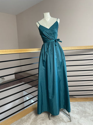 1970s Peacock Green Maxi Gown