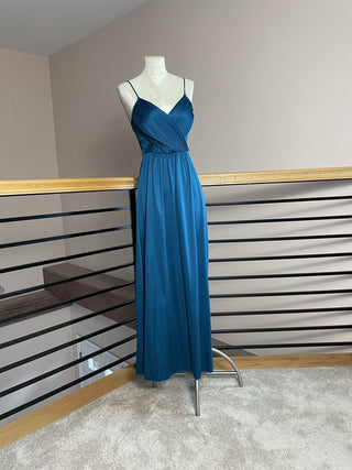 1970s Teal Blue Beauty Maxi Dress