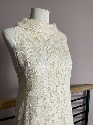 1960s Ivory Lace Column Dress