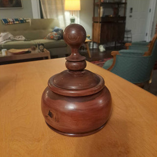 Wooden turned tobacco jar