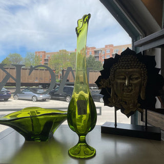 MCM Viking Green Swung Vase - 3"W x 15"T