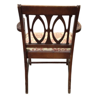 Duncan Phyfe Solid Wood Armchair with Coral Floral Pattern