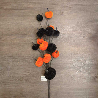 30" Black & Orange Velvet Pumpkin Stem