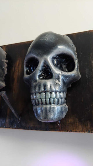 Artist Original - Skull Art Wall Mount Hanging Industrial Coat Hat Rack, glow in the dark UV blacklight reactive(FIRM)