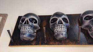 Artist Original - Skull Art Wall Mount Hanging Industrial Coat Hat Rack, glow in the dark UV blacklight reactive(FIRM)