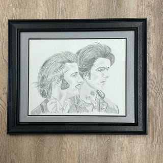Beatles Graphite Drawing in Black Frame, 24Wx1Dx20H
