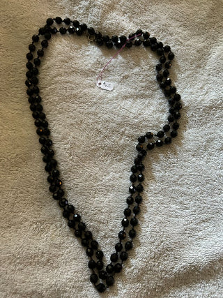 Black Mourning Glass, Dbl Beaded 28"
