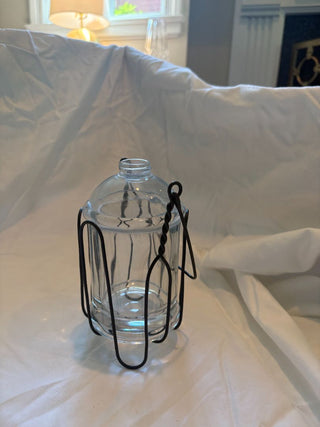 Glass Vase with Wire Hanger