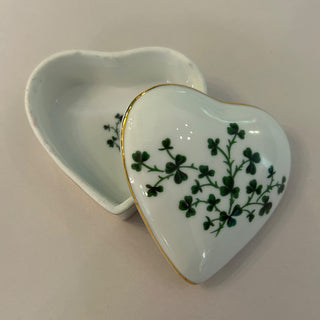 Vintage Shamrock Porcelain Trinket Box