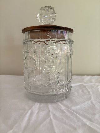 clear glass jar w wood top