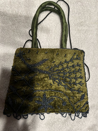 Clutch Velvet Black Glass Beaded