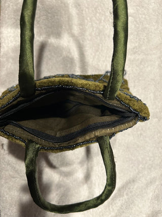 Clutch Velvet Black Glass Beaded