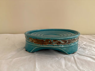 aqua ceramic plant base-round