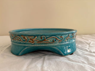 aqua ceramic plant base-round