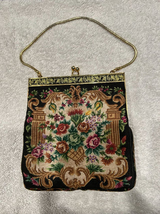 Embroidered Petit Point Tapestry Purse