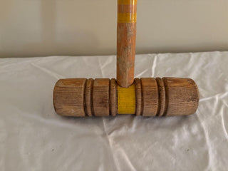 10.00 vintage croquet mallet wood with yellow trim