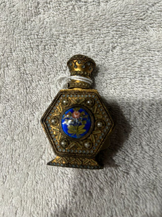 Perfume Bottle Hexagonal Brass Filligree