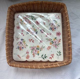 napkin basket with floral paper napkins