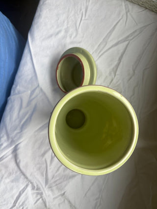 light green Fleur di Lis cannister with lid