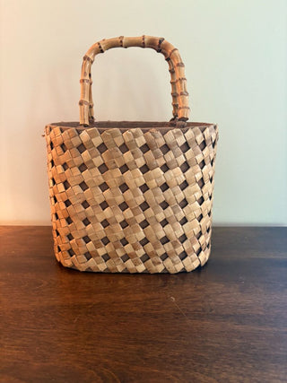 Vintage Hawaiian Handbag with Rattan Handle