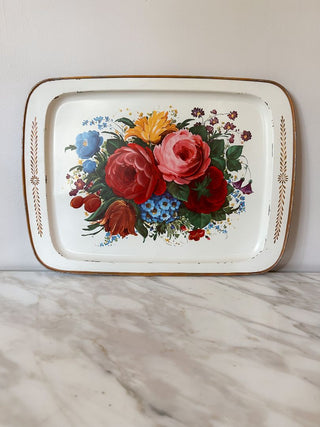 Cream Toleware Metal Tray