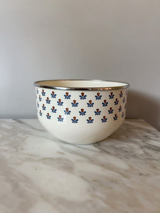 Enamelware Mixing Bowl w/ Floral Pattern
