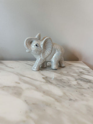 Iridescent Glazed Ceramic Standing Elephant Figurine