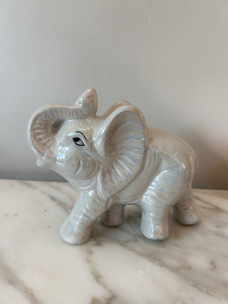 Iridescent Glazed Ceramic Standing Elephant Figurine