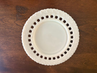 lace edged milk glass plate
