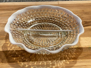 Fenton Hobnail Moonstone Divided Dish -