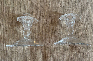 candlesticks glass pair