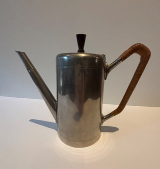Vintage Arts & Crafts Chocolate/ Coffee Pot w/ Wicker Handle. #150