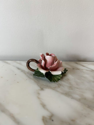 Capodimonte Porcelain Rose Candle Holder
