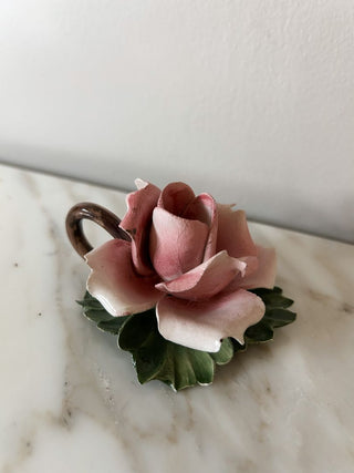 Capodimonte Porcelain Rose Candle Holder