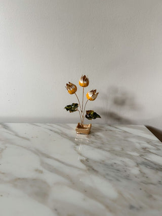 Enameled Brass Yellow Tulip Arrangement