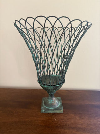 verdigris wire basket vase