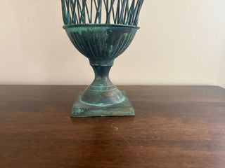 verdigris wire basket vase