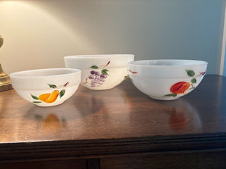 nesting bowls w fruit handpainted