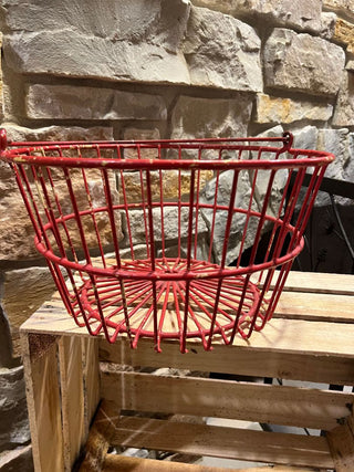 Antique Red Wire Egg Basket