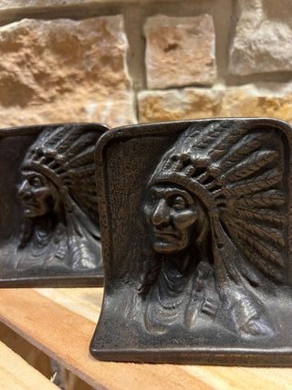 Antique Indian Profile Cast Iron Bookends