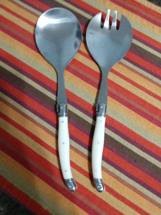 Jean Dubost Laguiole 2 Piece Serving Set Salad Stainless Steel Cream