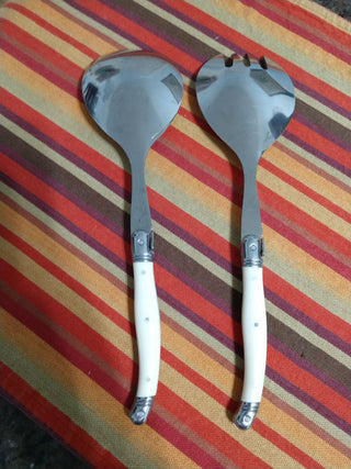 Jean Dubost Laguiole 2 Piece Serving Set Salad Stainless Steel Cream