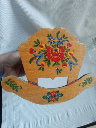 Wooden Doll Rocking Carriage Cradle Bed Painted Floral Folk Art Handmade 11"x7.5