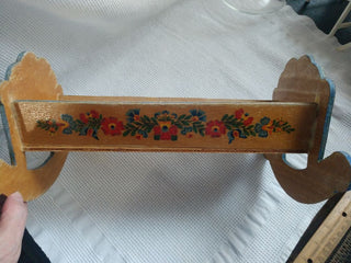 Wooden Doll Rocking Carriage Cradle Bed Painted Floral Folk Art Handmade 11"x7.5