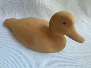 Hand Crafted Primitive Folk Art Solid Wooden Duck Decoy - to be painted
