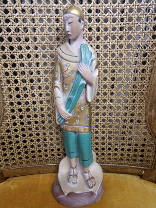 Asian Man Plaster Statue 12"