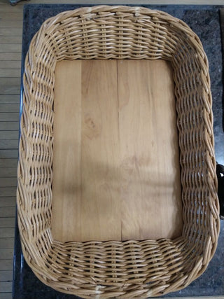 Lrge Wicker Tray Wood Bottom